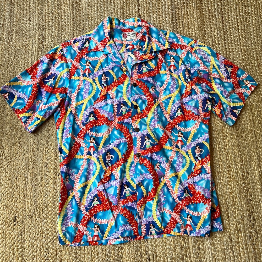 Hilo Hattie Vintage The Hawaiian Original Shirt with Hula Dancers and Leis
